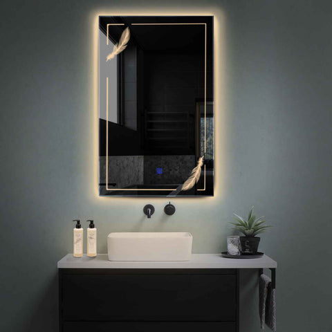 LED Spiegel Verticaal | met Touch-Knop | Warm Wit Licht - Reyze Serie Good Vibes Model 2