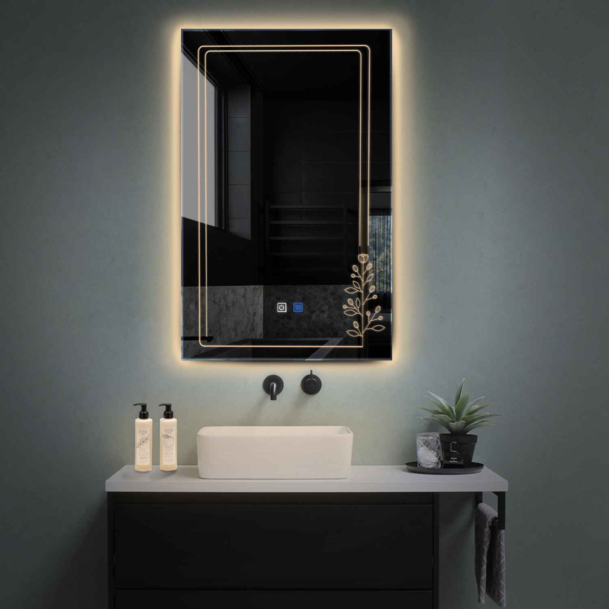 LED Spiegel Verticaal | met Touch-Knoppen | en Anti-Condens Functie | Warm Wit Licht - Reyze Serie Good Vibes Model 3