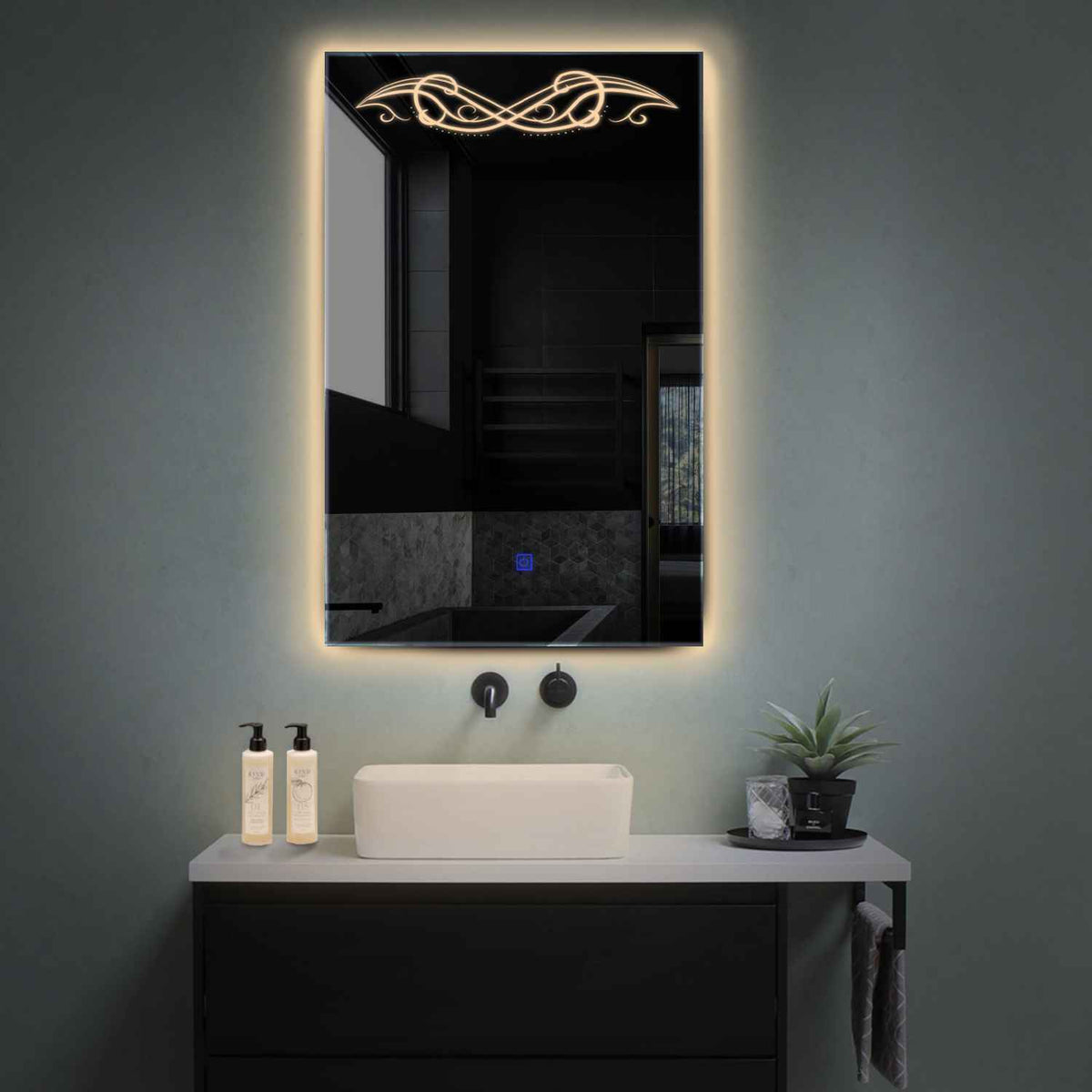 LED Spiegel Verticaal | met Touch-Knop | Warm Wit Licht - Reyze Serie Good Vibes Model 6