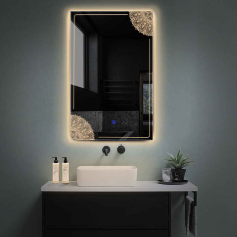 LED Spiegel Verticaal | met Touch-Knop | Warm Wit Licht - Reyze Serie Good Vibes Model 7