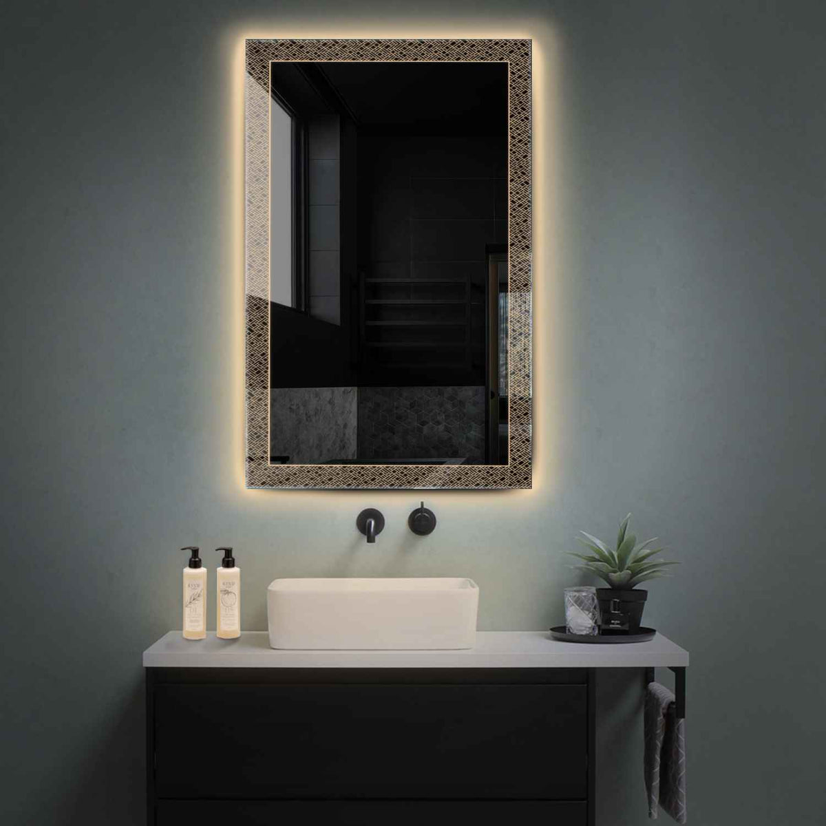 LED Spiegel Verticaal | Zonder Touchknoppen | Warm Wit Licht - Reyze Serie Simetria Model 5