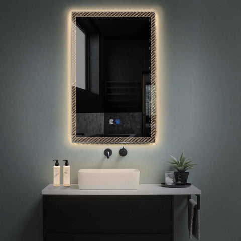 LED Spiegel Verticaal | met Touch-Knoppen | en Anti-Condens Functie | Warm Wit Licht - Reyze Serie Simetria Model 7