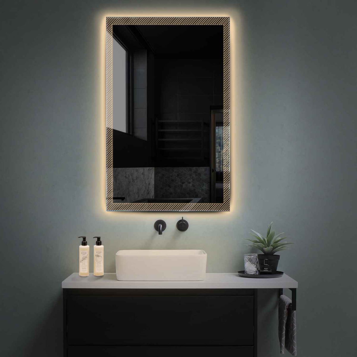 LED Spiegel Verticaal | Zonder Touchknoppen | Warm Wit Licht - Reyze Serie Simetria Model 7