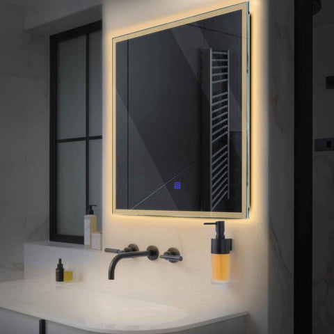 LED Spiegel Vierkant | met Touch-Knop | Warm Wit Licht - Reyze Serie Edge Model 1