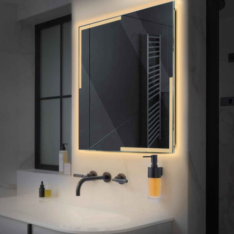 LED Spiegel Vierkant | Zonder Touchknoppen | Warm Wit Licht - Reyze Serie Edge Model 2