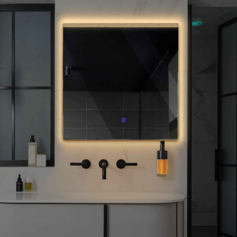 LED Spiegel Vierkant | met Touch-Knop | Warm Wit Licht - Reyze Serie Edge Model 5