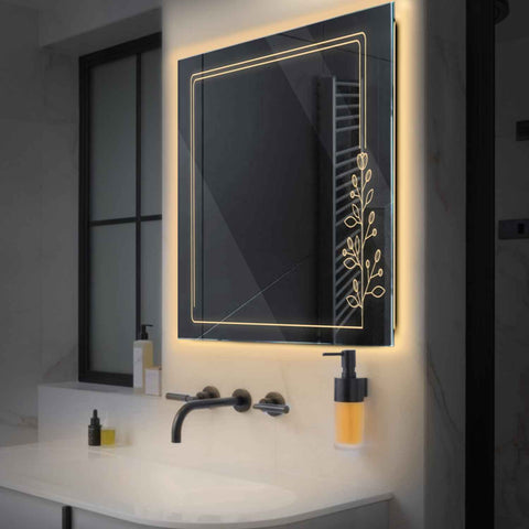 LED Spiegel Vierkant | Zonder Touchknoppen | Warm Wit Licht - Reyze Serie Good Vibes Model 3