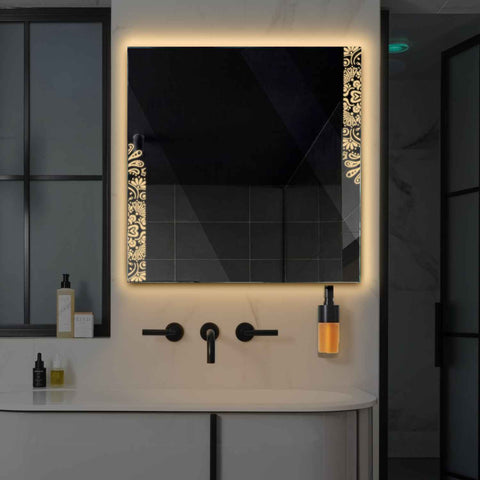 LED Spiegel Vierkant | Zonder Touchknoppen | Warm Wit Licht - Reyze Serie Good Vibes Model 4