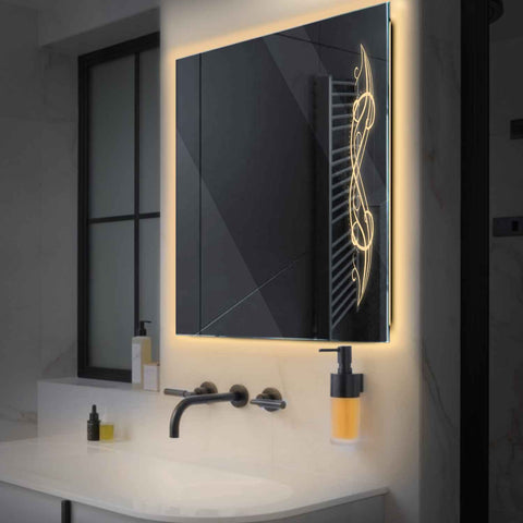 LED Spiegel Vierkant | Zonder Touchknoppen | Warm Wit Licht - Reyze Serie Good Vibes Model 6