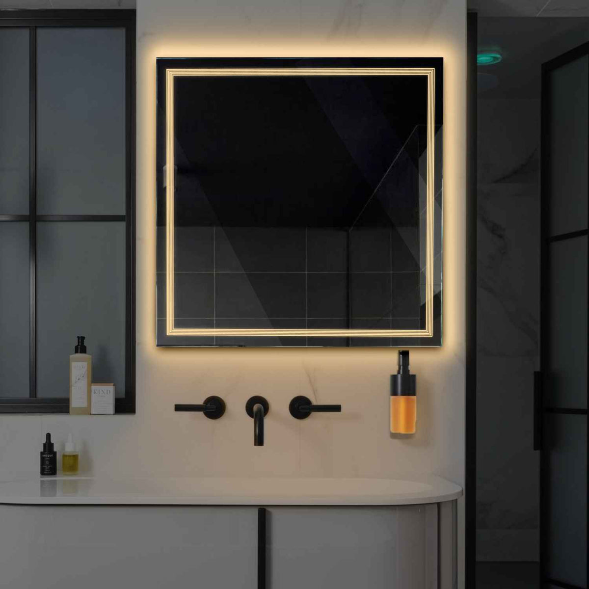 LED Spiegel Vierkant | Zonder Touchknoppen | Warm Wit Licht - Reyze Serie Minimal Model 1