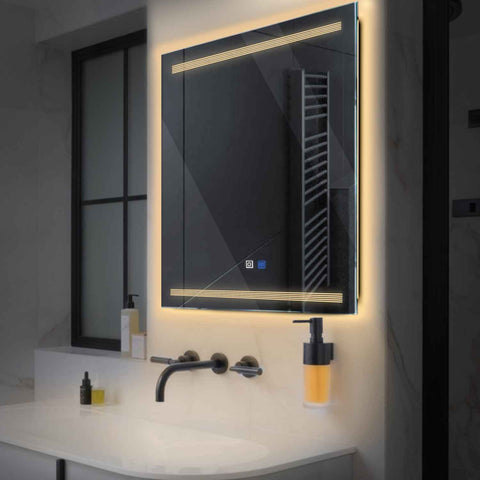 LED Spiegel Vierkant | met Touch-Knoppen | en Anti-Condens Functie | Warm Wit Licht - Reyze Serie Minimal Model 8