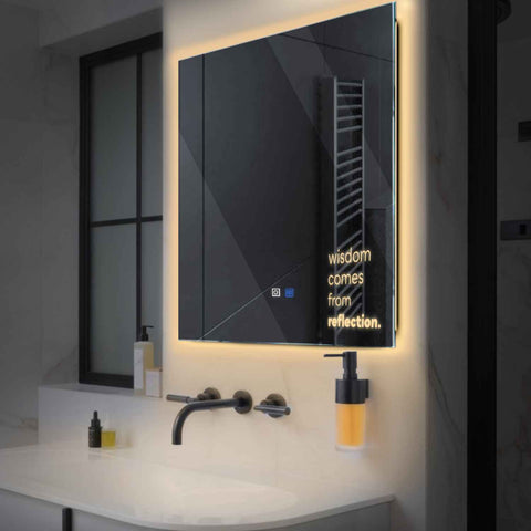 LED Spiegel Vierkant | met Touch-Knoppen | en Anti-Condens Functie | Warm Wit Licht - Reyze Serie Motivated Model 1
