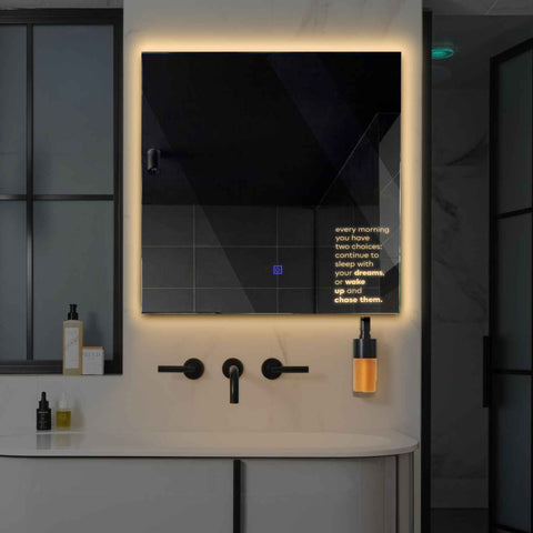 LED Spiegel Vierkant | met Touch-Knop | Warm Wit Licht - Reyze Serie Motivated Model 2