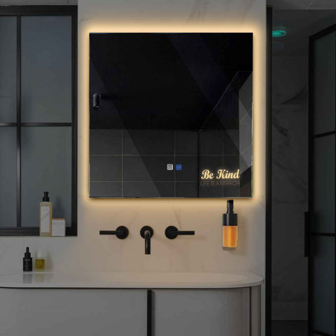 LED Spiegel Vierkant | met Touch-Knoppen | en Anti-Condens Functie | Warm Wit Licht - Reyze Serie Motivated Model 6