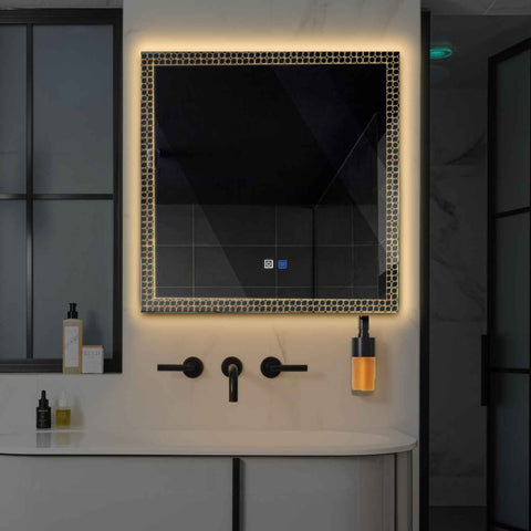LED Spiegel Vierkant | met Touch-Knoppen | en Anti-Condens Functie | Warm Wit Licht - Reyze Serie Official Model 4