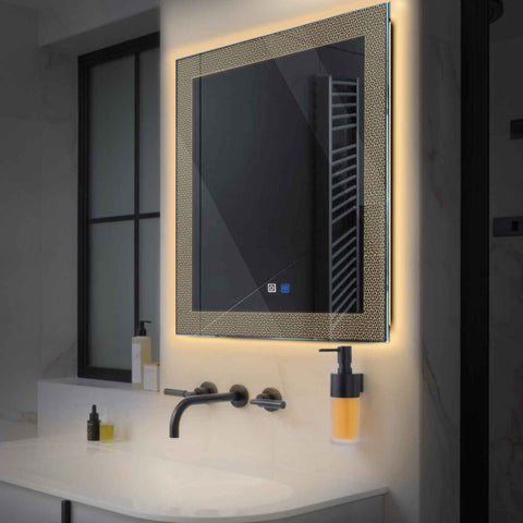 LED Spiegel Vierkant | met Touch-Knoppen | en Anti-Condens Functie | Warm Wit Licht - Reyze Serie Simetria Model 4