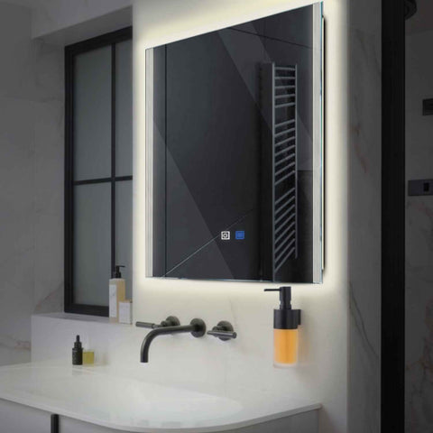 LED Spiegel Vierkant | met Touch-Knoppen | en Anti-Condens Functie | Neutraal wit licht - Reyze Serie Edge Model 7