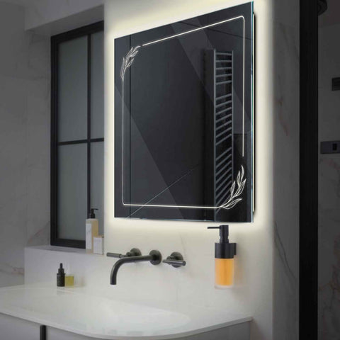 LED Spiegel Vierkant | Zonder Touchknoppen | Neutraal wit licht - Reyze Serie Good Vibes Model 1