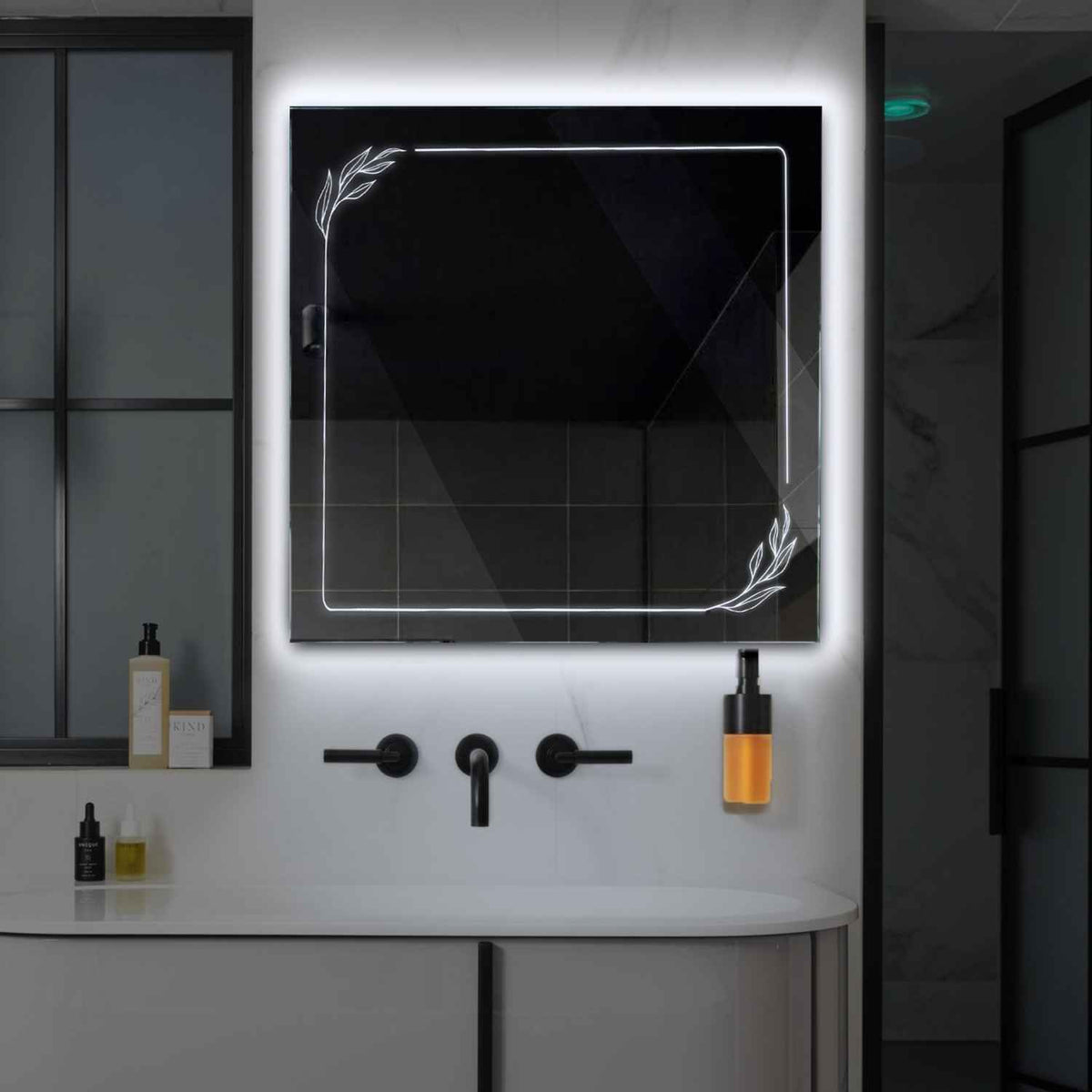 LED Spiegel Vierkant | Zonder Touchknoppen | Koud wit licht - Reyze Serie Good Vibes Model 1