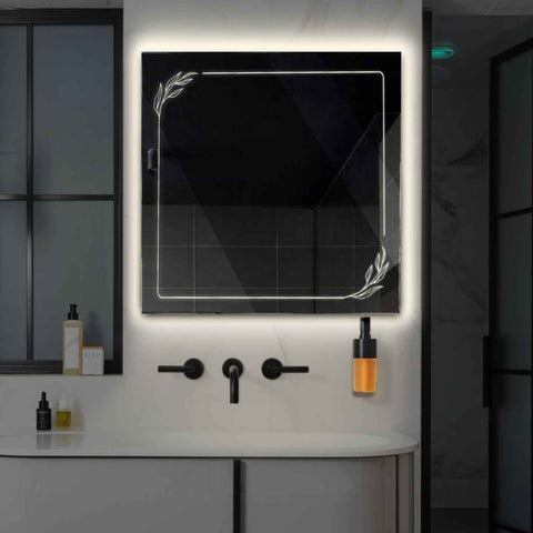 LED Spiegel Vierkant | Zonder Touchknoppen | Neutraal wit licht - Reyze Serie Good Vibes Model 1