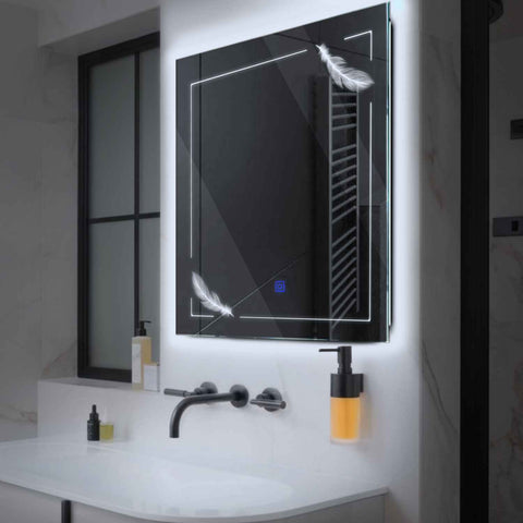 LED Spiegel Vierkant | met Touch-Knop | Koud wit licht - Reyze Serie Good Vibes Model 2