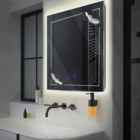 LED Spiegel Vierkant | met Touch-Knop | Neutraal wit licht - Reyze Serie Good Vibes Model 2