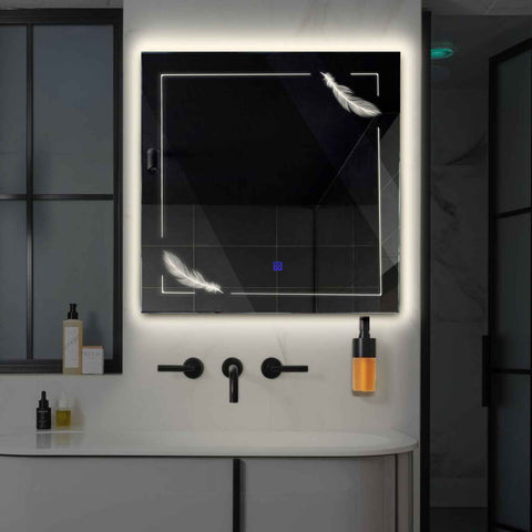 LED Spiegel Vierkant | met Touch-Knop | Neutraal wit licht - Reyze Serie Good Vibes Model 2