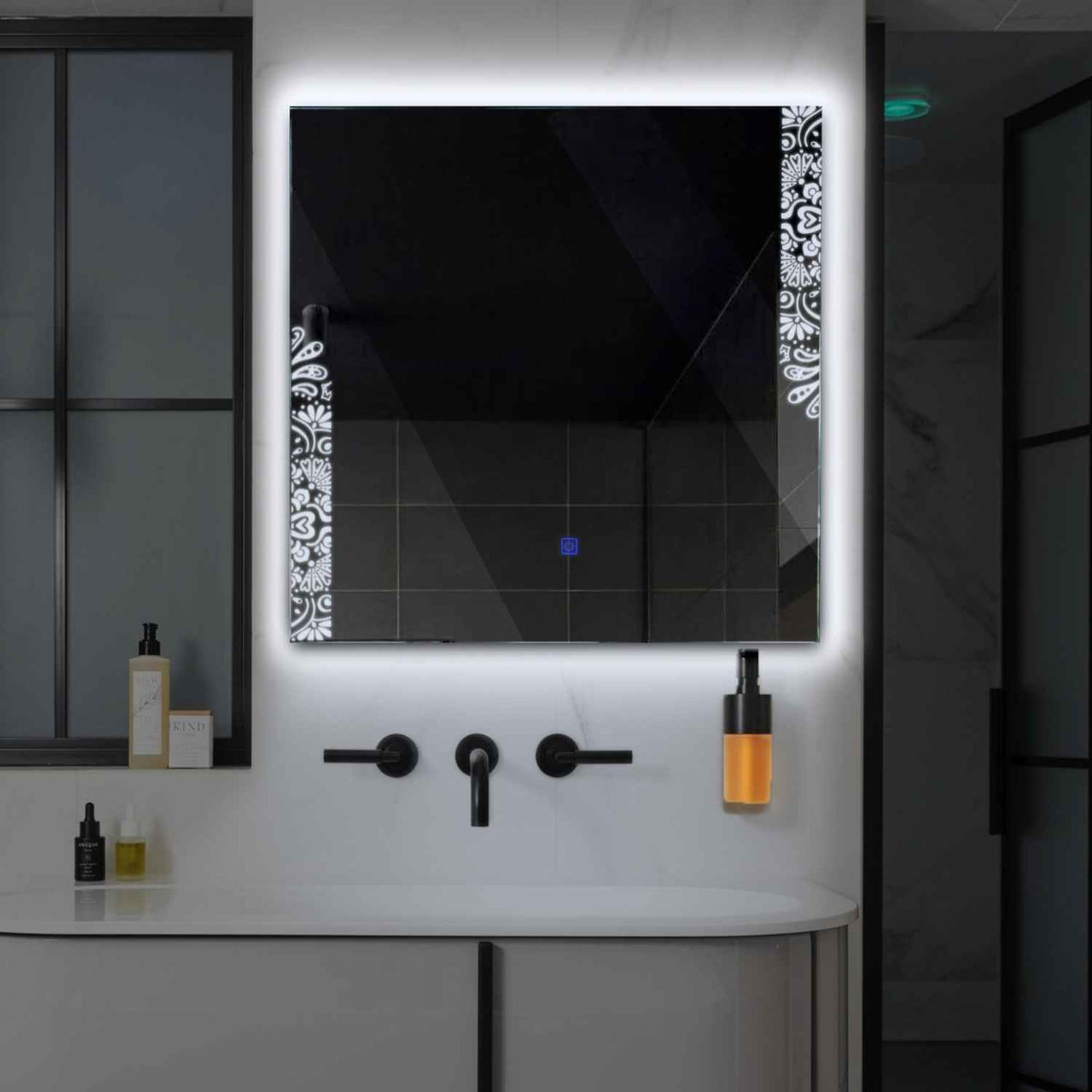 LED Spiegel Vierkant | met Touch-Knop | Koud wit licht - Reyze Serie Good Vibes Model 4