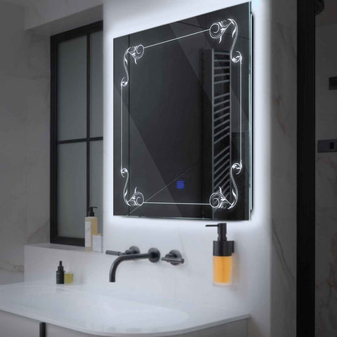 LED Spiegel Vierkant | met Touch-Knop | Koud wit licht - Reyze Serie Good Vibes Model 5