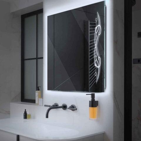 LED Spiegel Vierkant | Zonder Touchknoppen | Koud wit licht - Reyze Serie Good Vibes Model 6