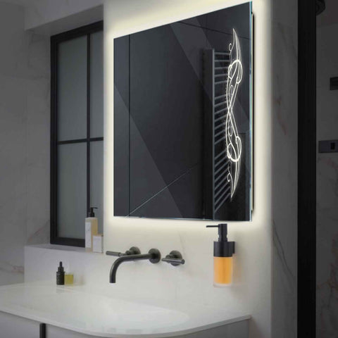 LED Spiegel Vierkant | Zonder Touchknoppen | Neutraal wit licht - Reyze Serie Good Vibes Model 6
