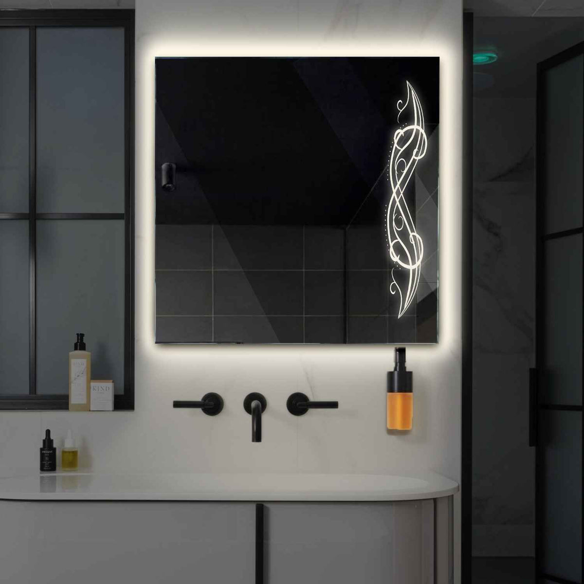 LED Spiegel Vierkant | Zonder Touchknoppen | Neutraal wit licht - Reyze Serie Good Vibes Model 6