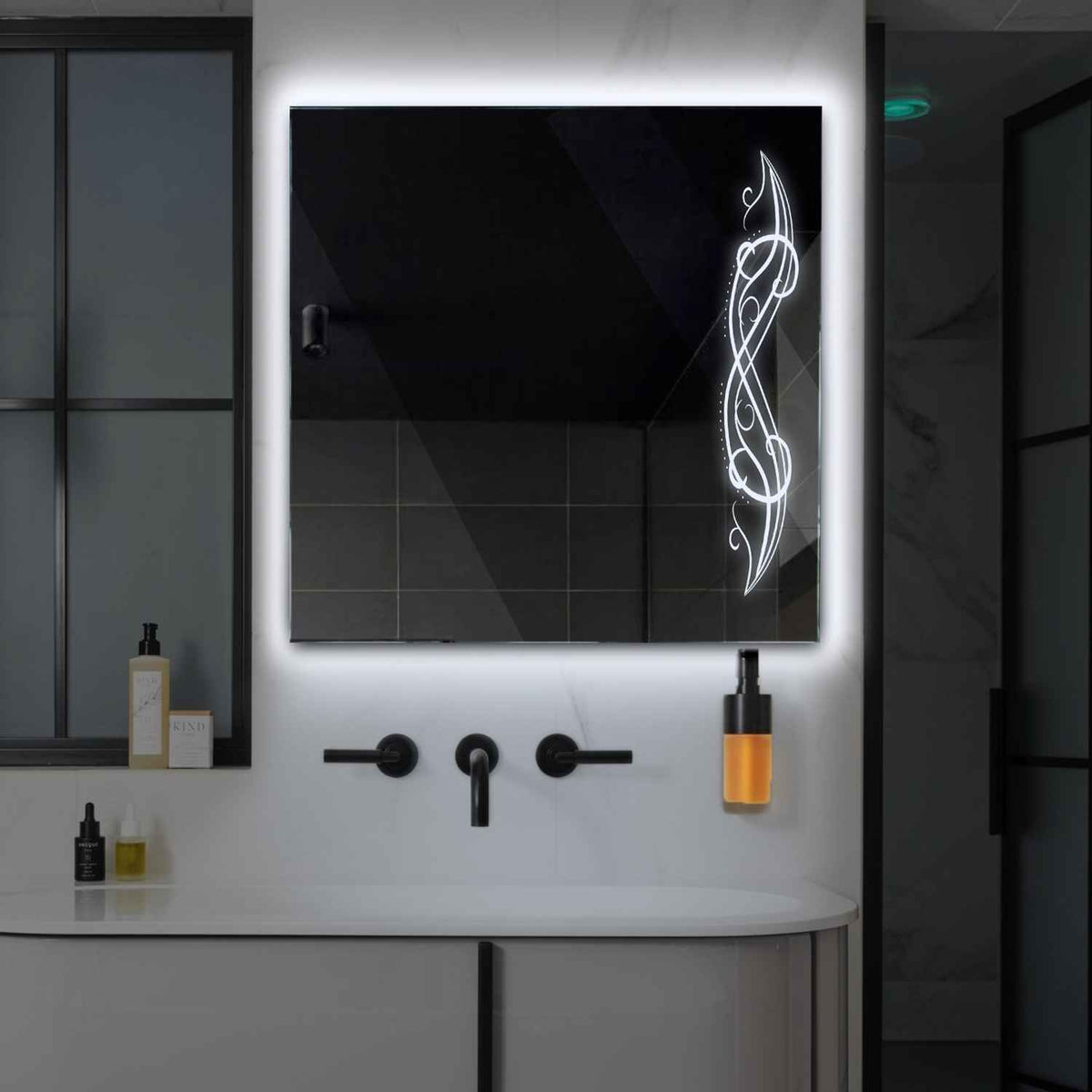 LED Spiegel Vierkant | Zonder Touchknoppen | Koud wit licht - Reyze Serie Good Vibes Model 6