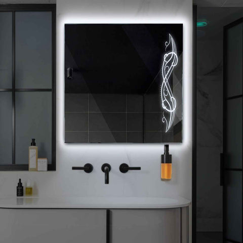 LED Spiegel Vierkant | Zonder Touchknoppen | Koud wit licht - Reyze Serie Good Vibes Model 6