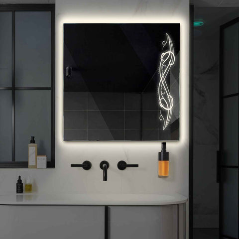 LED Spiegel Vierkant | Zonder Touchknoppen | Neutraal wit licht - Reyze Serie Good Vibes Model 6