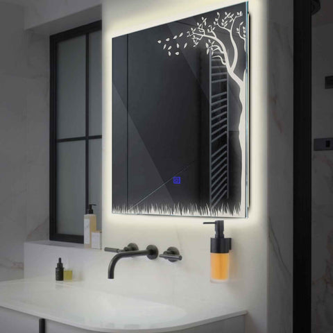 LED Spiegel Vierkant | met Touch-Knop | Neutraal wit licht - Reyze Serie Good Vibes Model 8