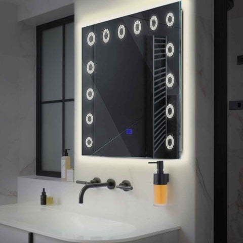 LED Spiegel Vierkant | met Touch-Knop | Neutraal wit licht - Reyze Serie Minimal Model 4