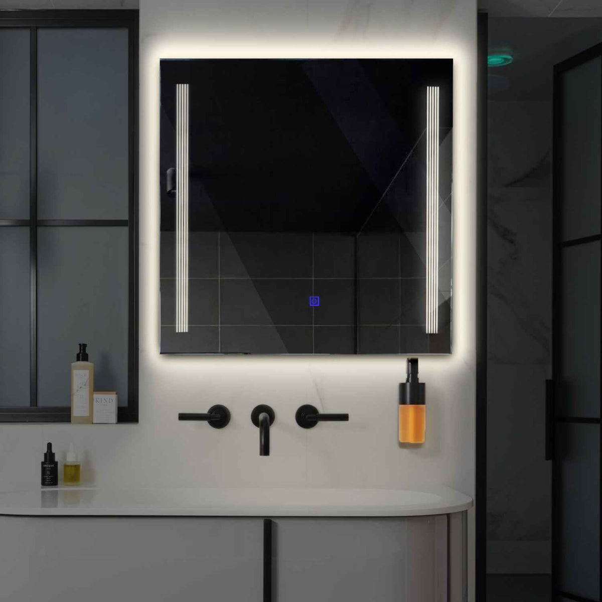 LED Spiegel Vierkant | met Touch-Knop | Neutraal wit licht - Reyze Serie Minimal Model 7