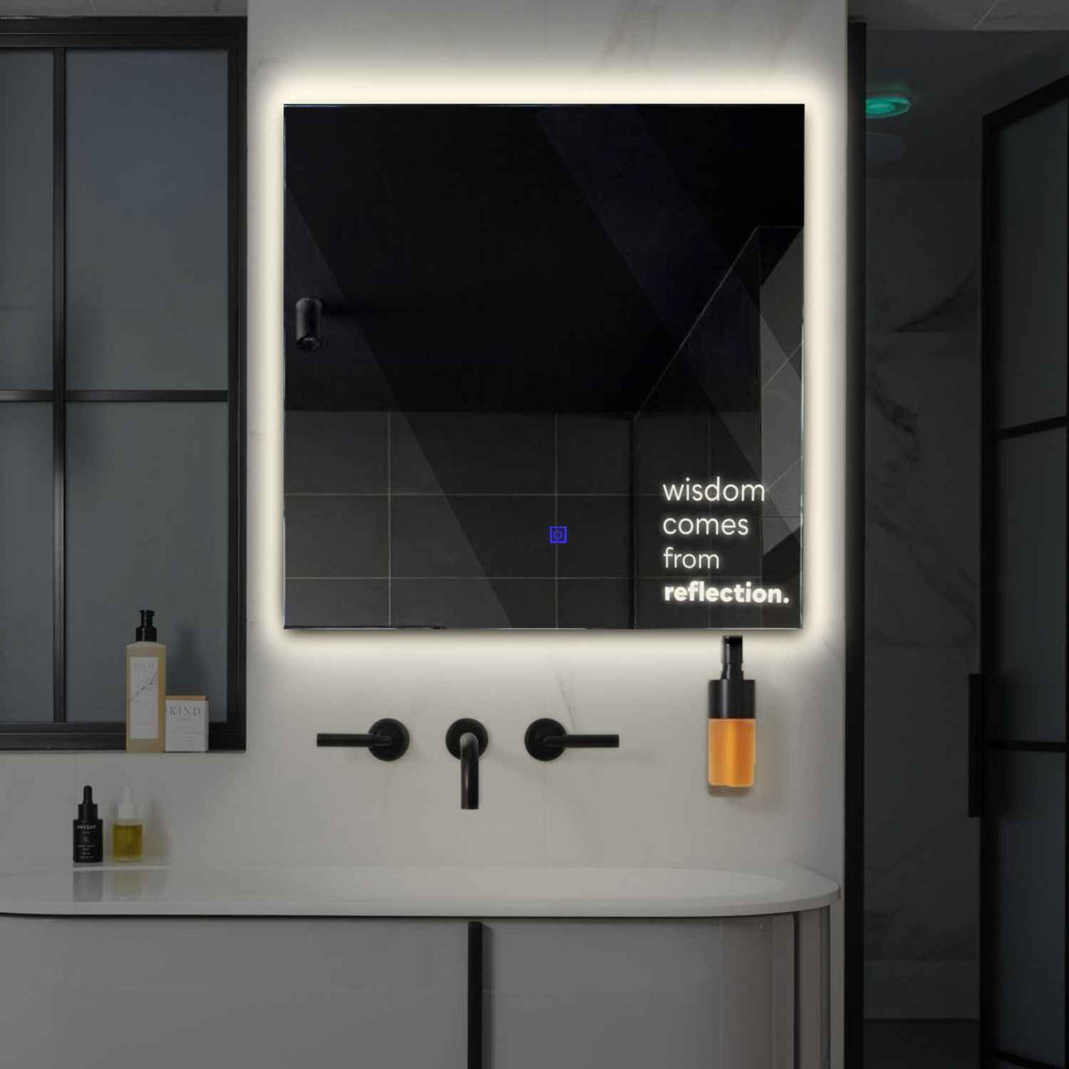 LED Spiegel Vierkant | met Touch-Knop | Neutraal wit licht - Reyze Serie Motivated Model 1