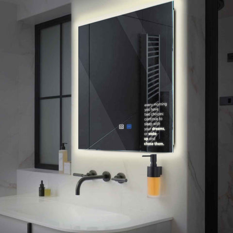 LED Spiegel Vierkant | met Touch-Knoppen | en Anti-Condens Functie | Neutraal wit licht - Reyze Serie Motivated Model 2