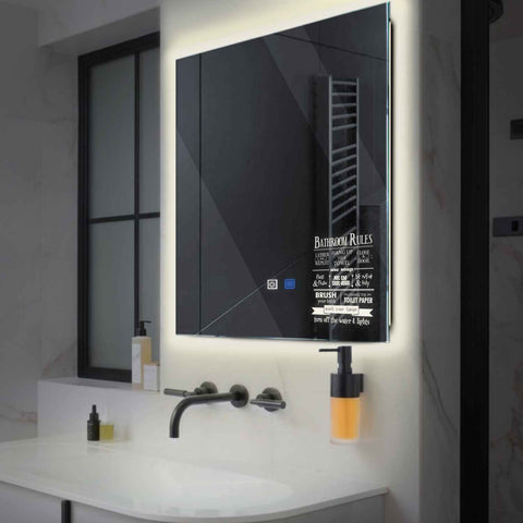LED Spiegel Vierkant | met Touch-Knoppen | en Anti-Condens Functie | Neutraal wit licht - Reyze Serie Motivated Model 5