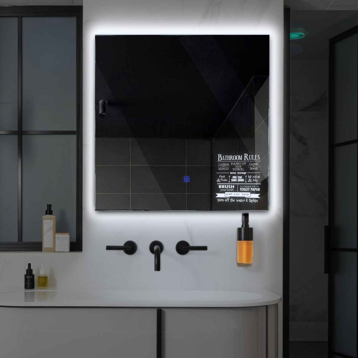 LED Spiegel Vierkant | met Touch-Knop | Koud wit licht - Reyze Serie Motivated Model 5