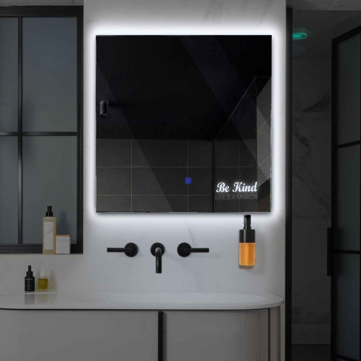 LED Spiegel Vierkant | met Touch-Knop | Koud wit licht - Reyze Serie Motivated Model 6