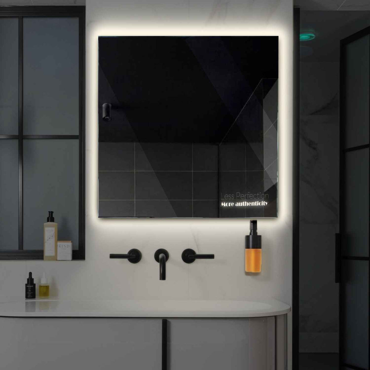 LED Spiegel Vierkant | Zonder Touchknoppen | Neutraal wit licht - Reyze Serie Motivated Model 7