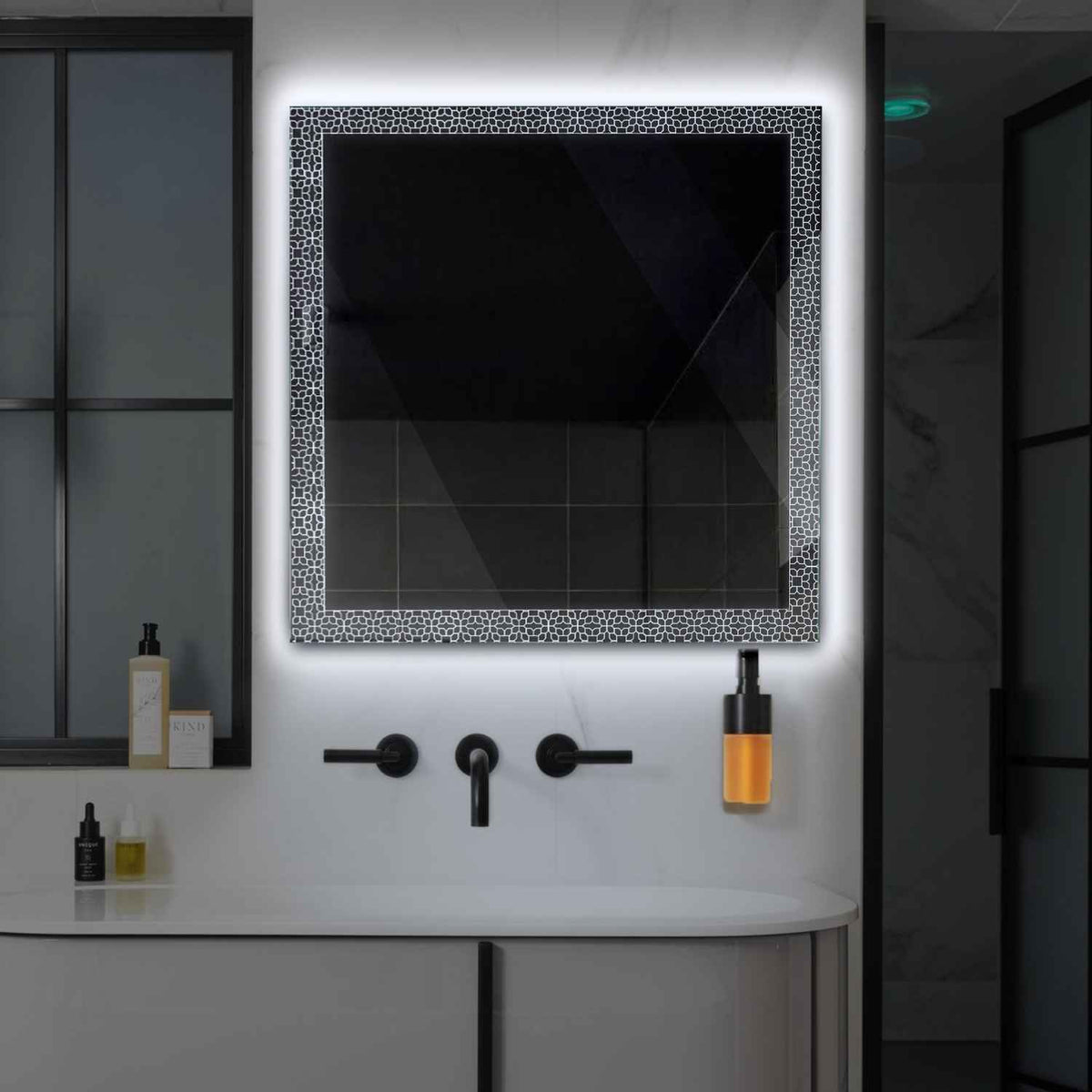 LED Spiegel Vierkant | Zonder Touchknoppen | Koud wit licht - Reyze Serie Official Model 1