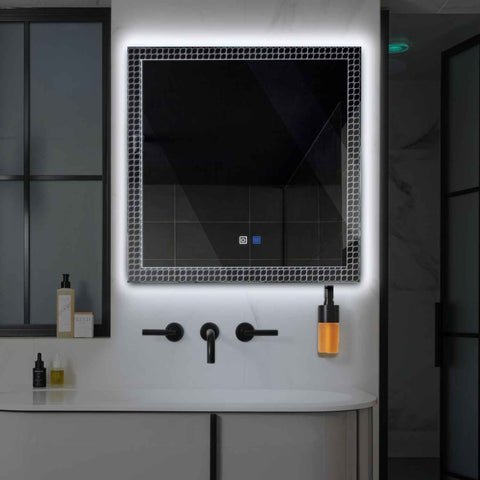 LED Spiegel Vierkant | met Touch-Knoppen | en Anti-Condens Functie | Koud wit licht - Reyze Serie Official Model 3