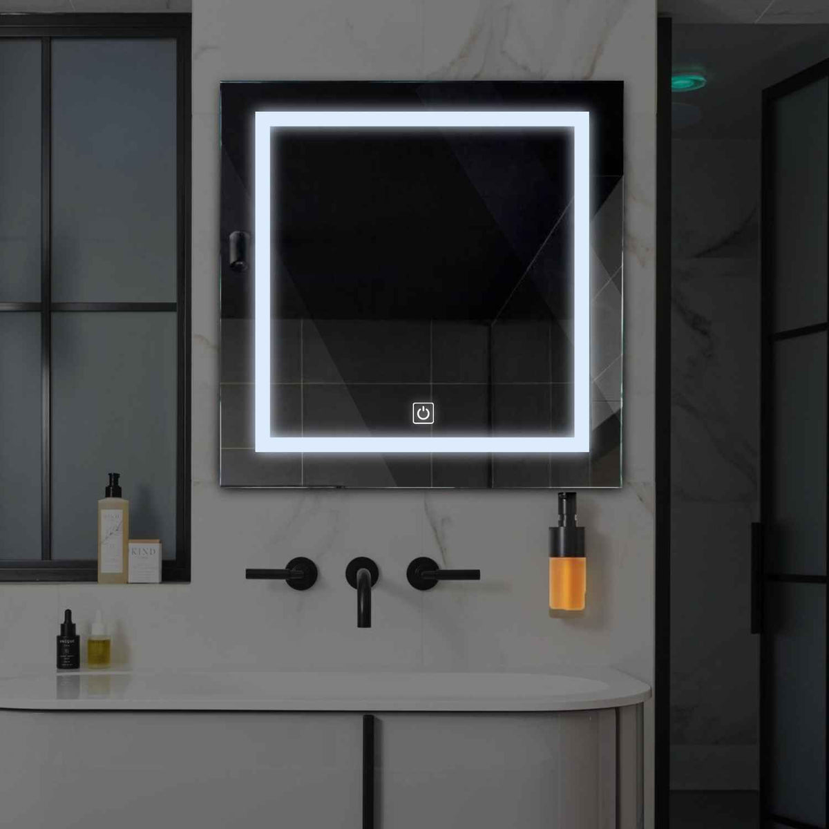 LED Spiegel Vierkant | met Touch-Knop | Koud wit licht - Reyze Serie Salono Model 1