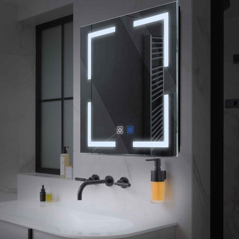 LED Spiegel Vierkant | met Touch-Knoppen | en Anti-Condens Functie | Koud wit licht - Reyze Serie Salono Model 2