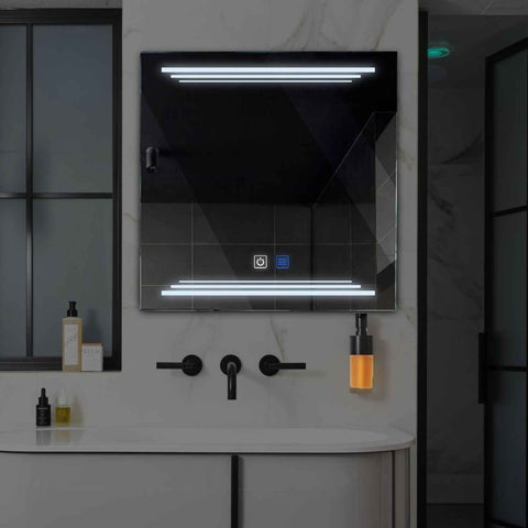 LED Spiegel Vierkant | met Touch-Knoppen | en Anti-Condens Functie | Koud wit licht - Reyze Serie Salono Model 7