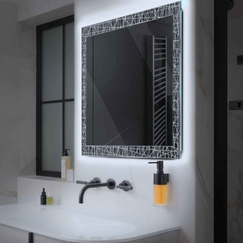 LED Spiegel Vierkant | Zonder Touchknoppen | Koud wit licht - Reyze Serie Simetria Model 1